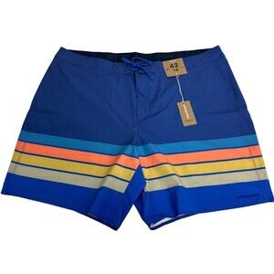 Patagonia Men's Hydropeak 18" Board Shorts Trunks Superior Blue Stripe Sz 42 New